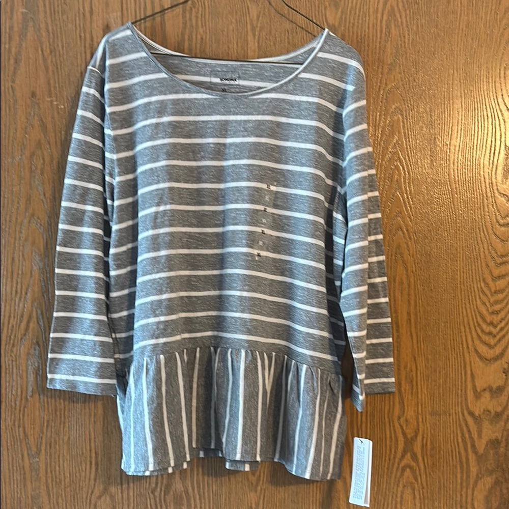 Sonoma Gray and White Striped Tunic Top NWT